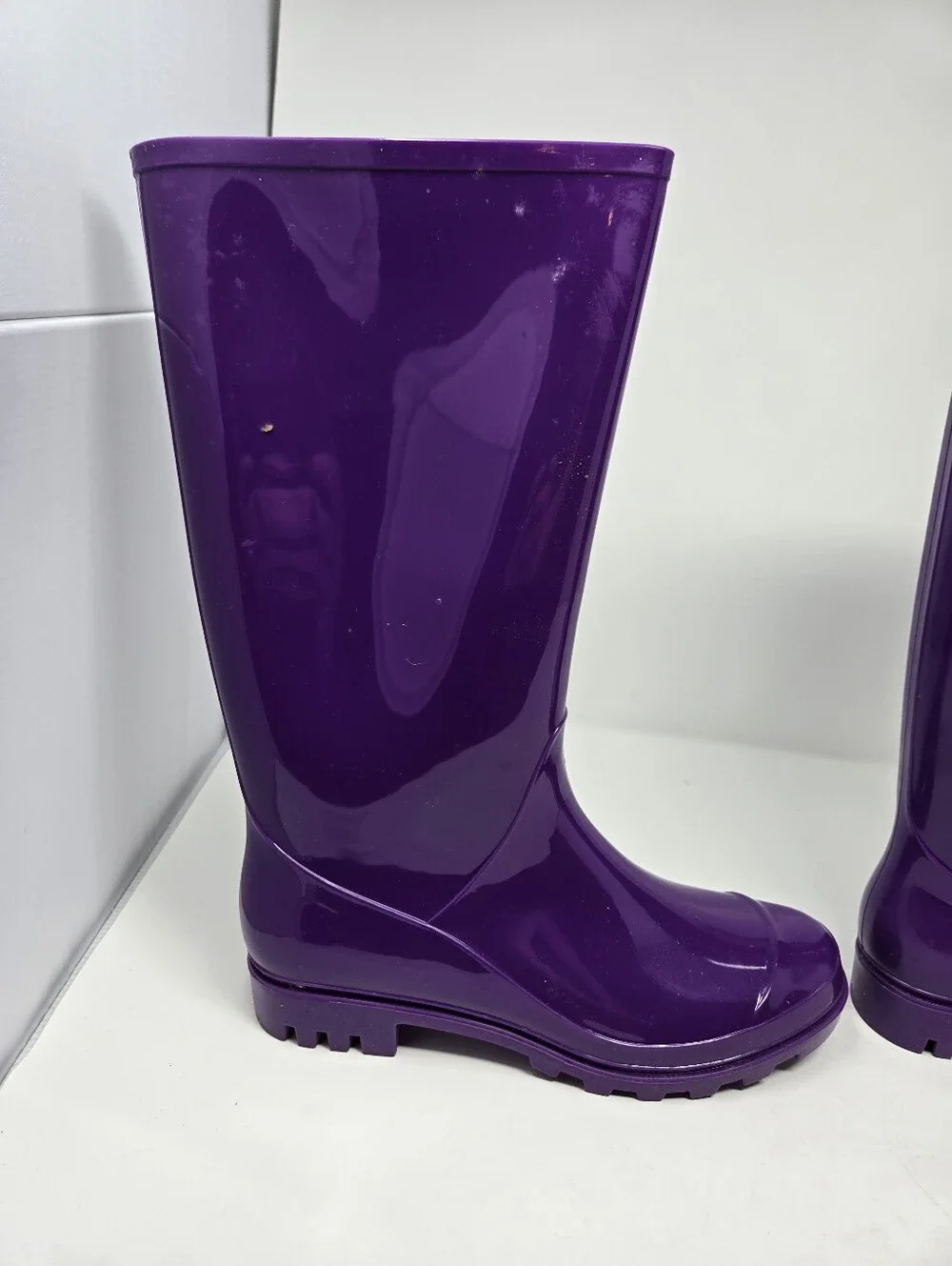 Arizona Winston Size 10 Womens Purple Calf Length Rainboot Rubber Shiny Used